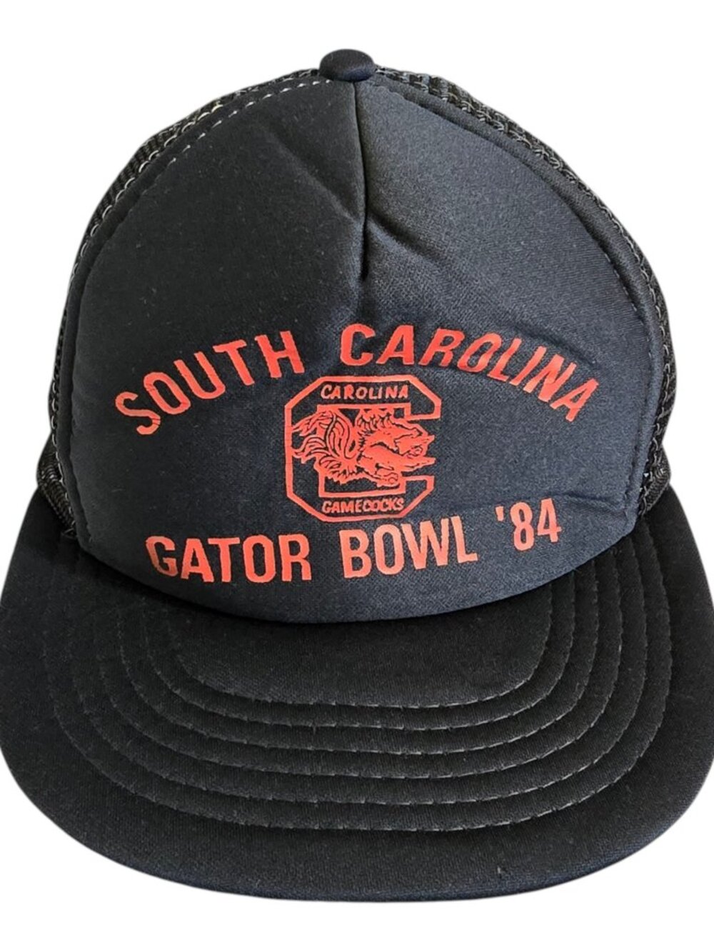 Vintage Gamecocks Gator Bowl 1984 Baseball Cap Trucker Hat Snapback Black Mesh